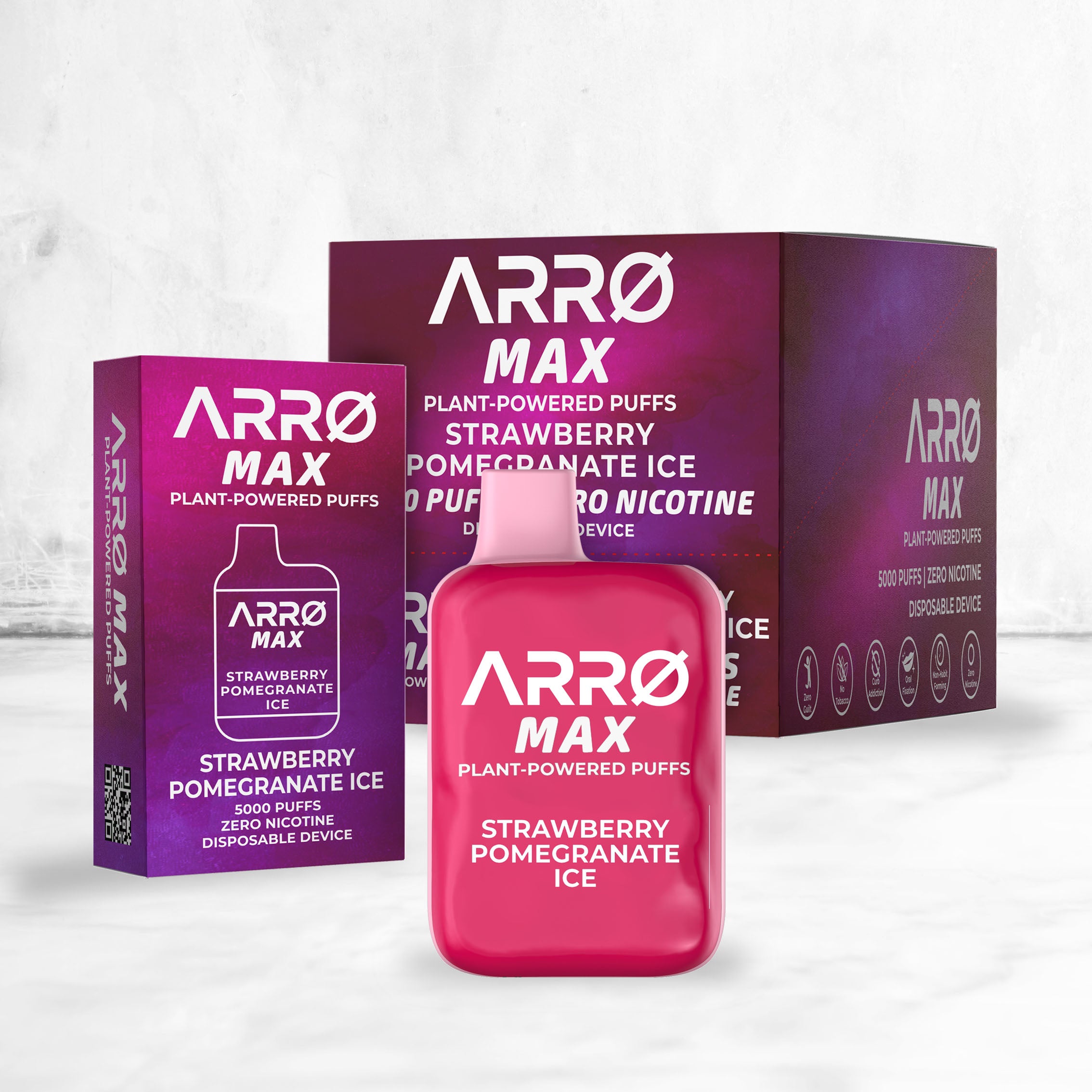 ARRØ MAX Zero Nicotine Vape – Strawberry Pomegranate Ice - Image 3