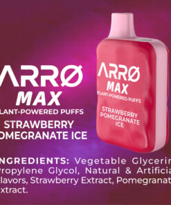 ARRØ MAX Zero Nicotine Vape – Strawberry Pomegranate Ice - Image 4