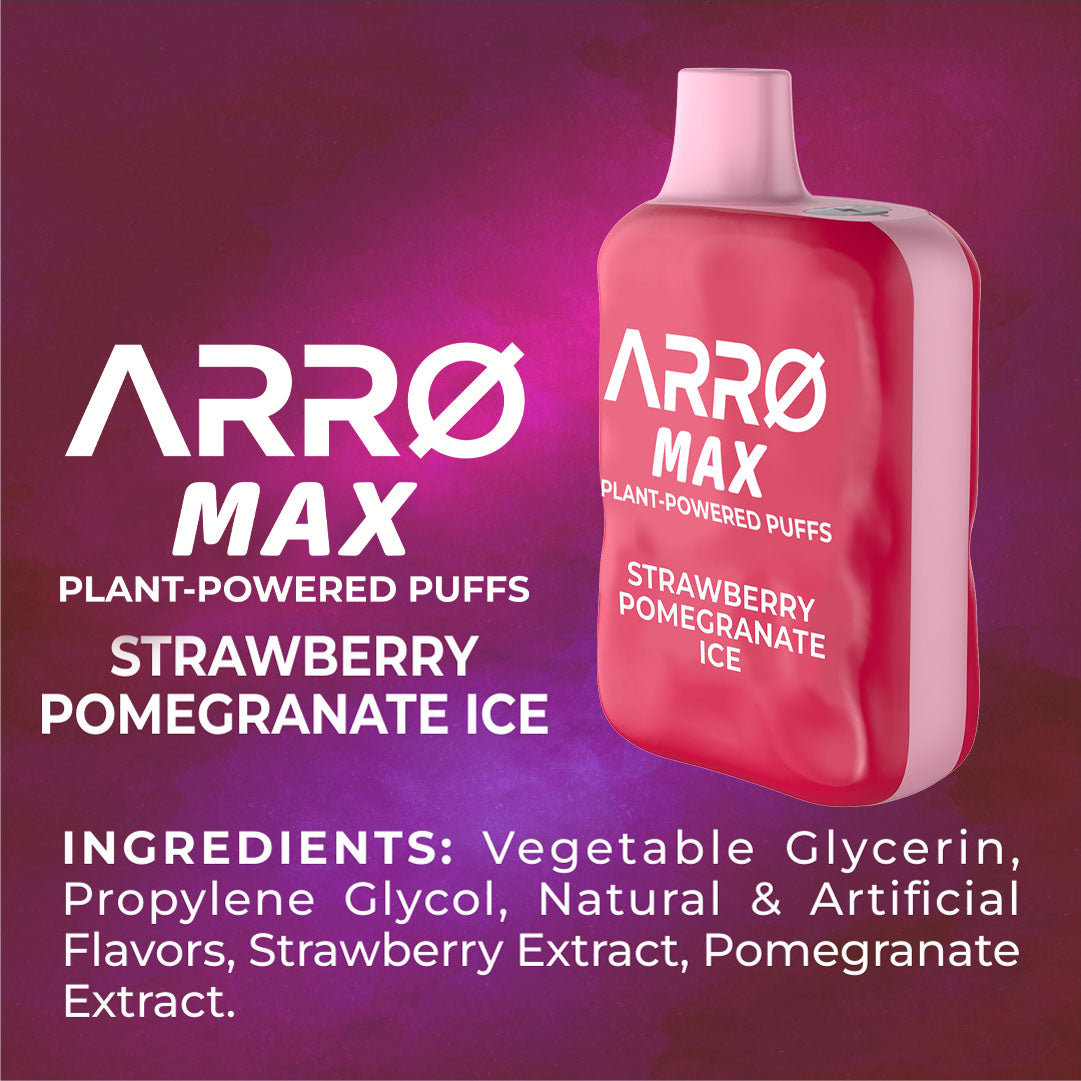 ARRØ MAX Zero Nicotine Vape – Strawberry Pomegranate Ice - Image 4